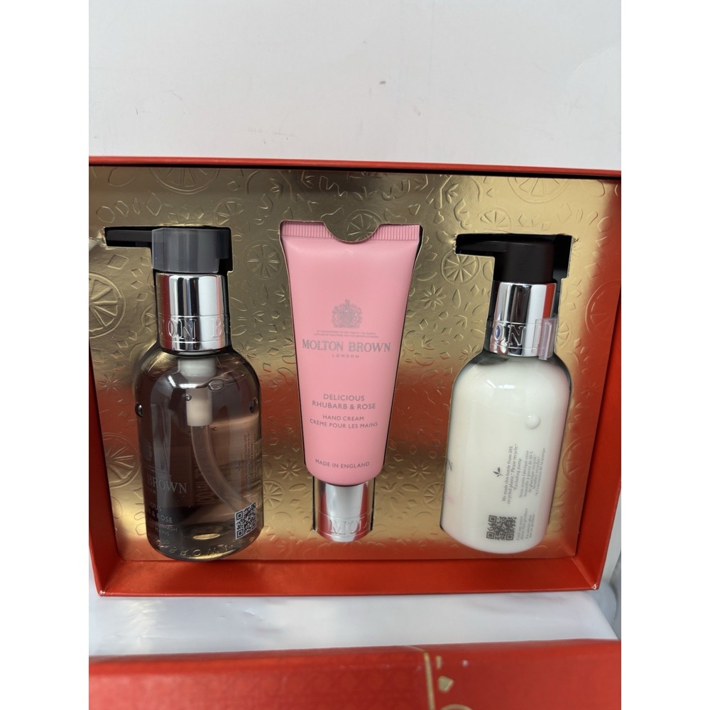 Molton Brown Delicious Rhubarb & Rose Travel Collection Gift Set New In Box